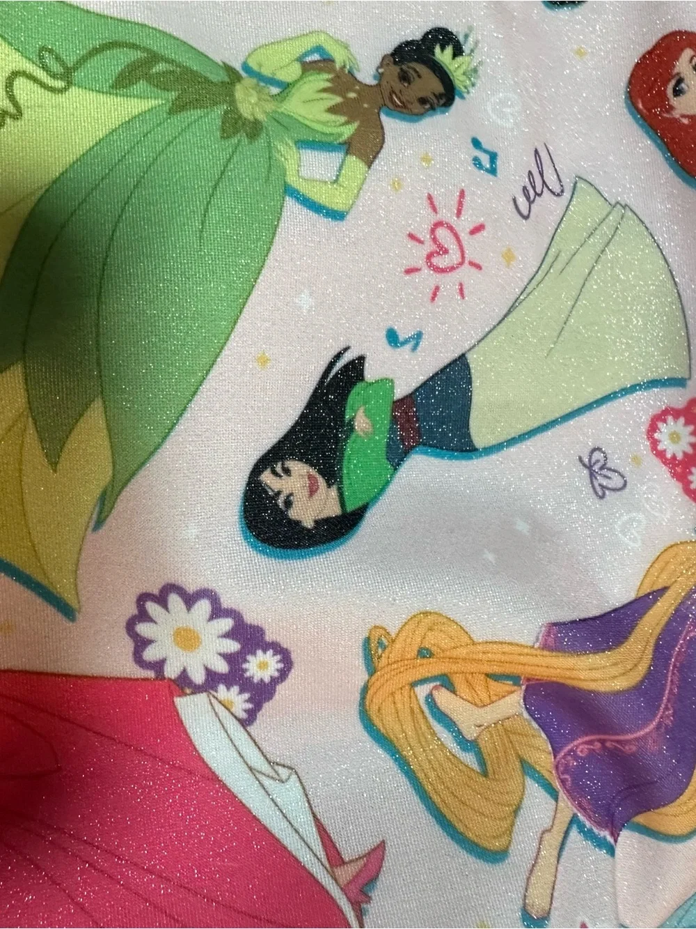 Disney Pink Multi-Princess Rash Guard Bikini Set